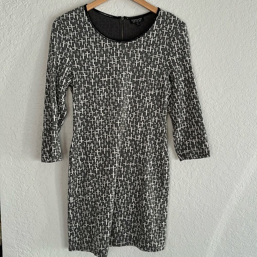 Grey Graveyard Cross Bodycon Dress Goth Whimsygoth Halloween Witchy Size 10